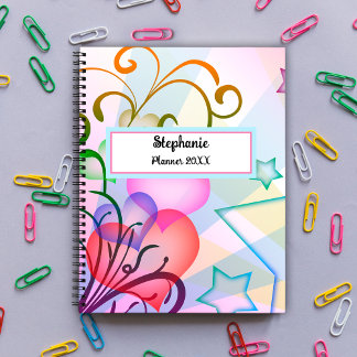 Agenda Corações vermelhos, estrelas azuis, coloridos pers