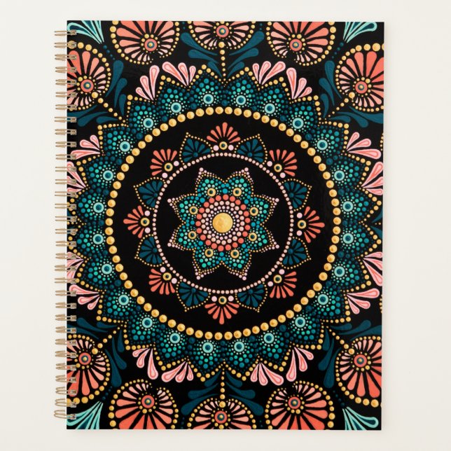 Agenda Coral Blue Mandala, Etnia sagrada Boho (Frente)