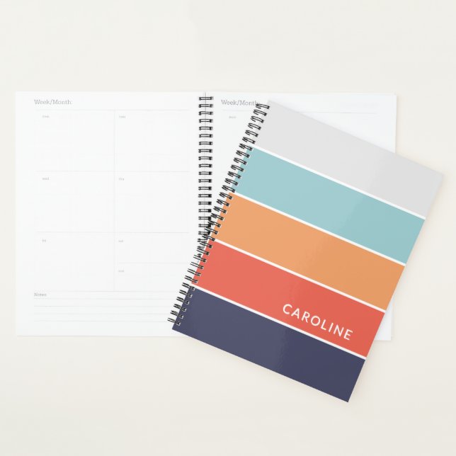 Agenda Coral Laranja Vermelho Escuro Azul Seafoam Greve V (Exibição)