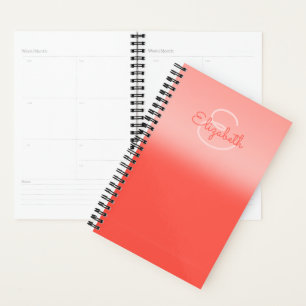 Agenda Coral Nome Personalizado do Ombro Letra Inicial Mo