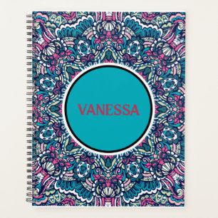 Agenda Corante vibrante Mandala Padrão Boho Hippie Impres