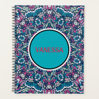 Agenda Corante vibrante Mandala Padrão Boho Hippie Impres