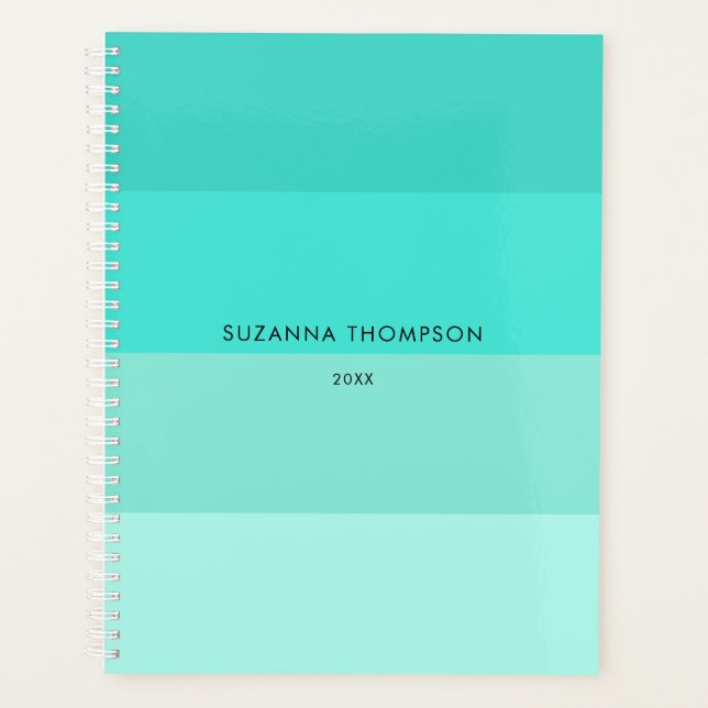 Agenda Cores do Teal de Turquesa Horizontal Moderna (Frente)