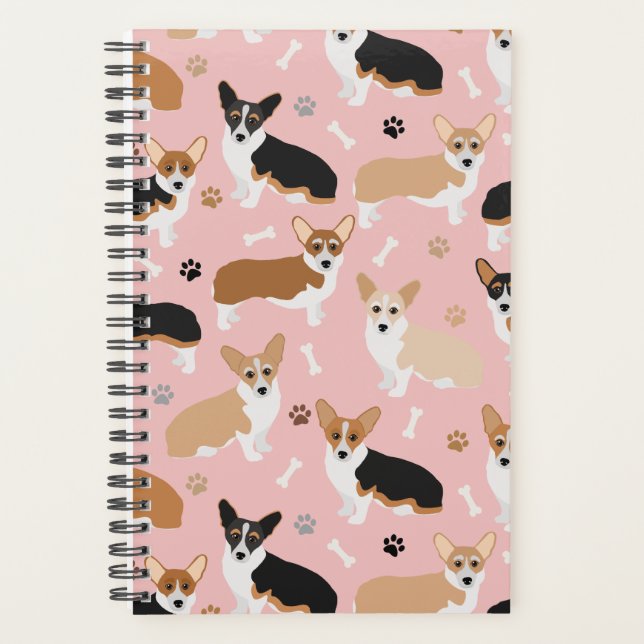 Agenda Corgi Dog Paws e Bones Planner (Frente)