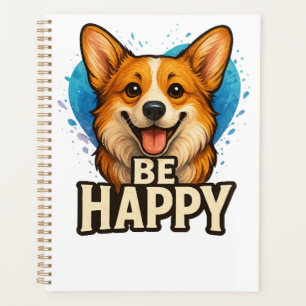 Agenda Corgi Feliz com Coração Colorido - Design para ama