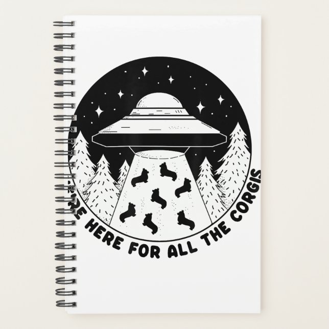 Agenda Corgi Lover Gift Women Ns Men Engraçado Ufo Aliení (Frente)