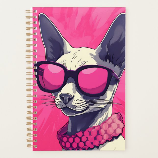 Agenda Cornish Rex Cat Pink Elegante (Frente)