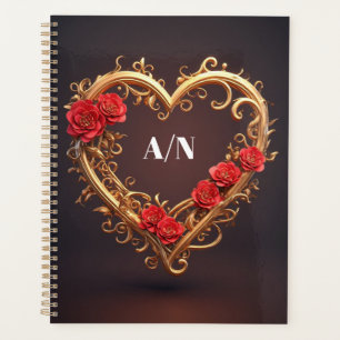 Agenda Coroa Em Forma de Coração Dourado Ornamental Com F