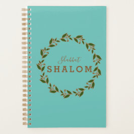 Agenda Coroa Verde Marrom, Shabbat Shalom Aquarela