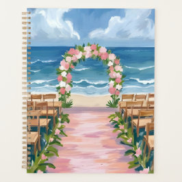 Agenda Corredor de Casamento na Praia com Aquarela Floral