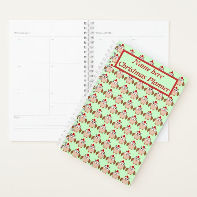 Agenda Coruja de Natal Bonita Personalizada (Exibição)