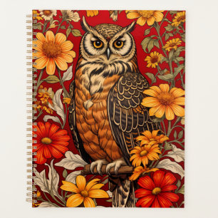 Agenda Coruja E Flores De Zinnia