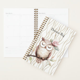 Agenda Coruja-Flor Rosa Encantada