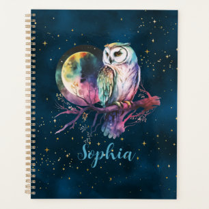 Agenda Coruja Mística Personalizada Noite enluarada