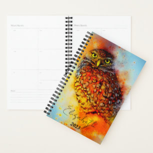 Agenda Coruja salpicada personalizada, ano personalizado