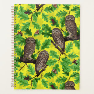 Agenda Corujas na Floresta em amarelo limão