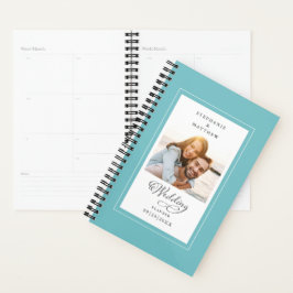 Agenda Costume de Casamento Foto Água-Marinha Branco Escr