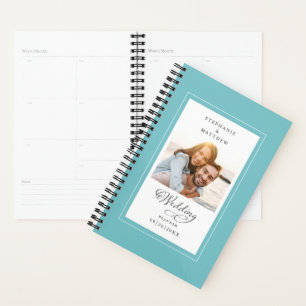 Agenda Costume de Casamento Foto Água-Marinha Branco Escr