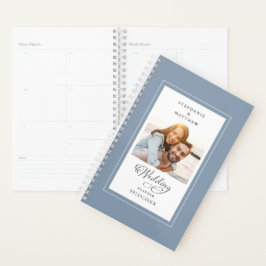 Agenda Costume de Casamento Foto Poeira Azul Escrito Eleg