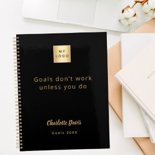 Agenda Cota motivacional de negócios em preto dourado