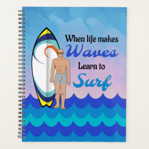 Agenda Cota Motivativa Azul do Oceano Surfboard Onda