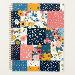 Agenda Cottagecore Floral Rosa Azul Patchwork