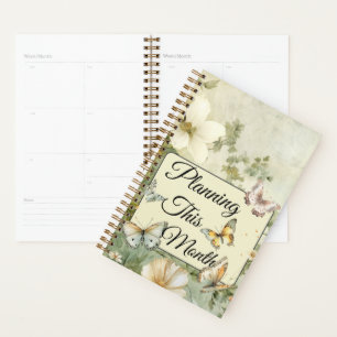 Agenda Cottagecore Flores Selvagens e Borboletas Mensal