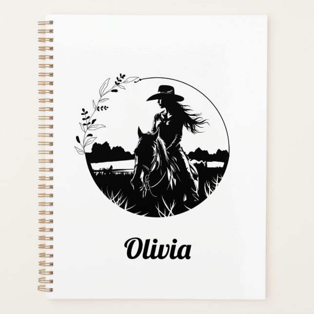 Agenda Country Chic Horse Cowgirl Western Personalizado (Frente)