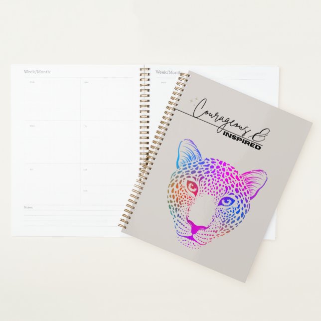 Agenda Courageous & Inspired Rainbow Leopard Planner (Exibição)