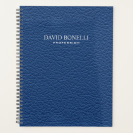 Agenda Couro Azul Masculina Personalizada Elegante
