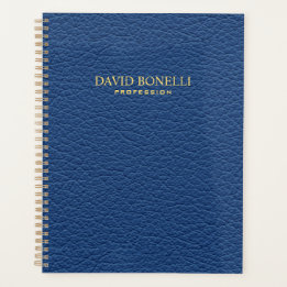 Agenda Couro Azul Masculina Personalizada Elegante