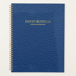 Agenda Couro Azul Masculina Personalizada Elegante