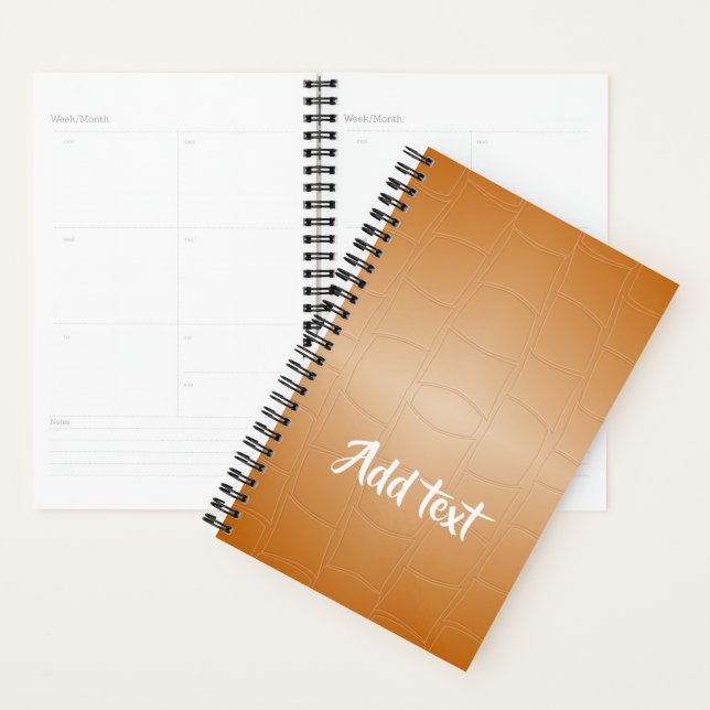 Agenda Couro castanho monograma texturizado (Exibição)