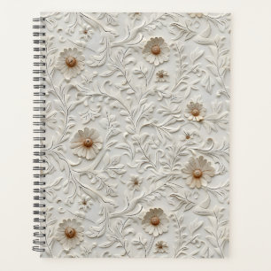 Agenda Couro floral neutro