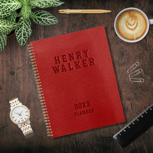 Agenda Couro Red Vegan Emboscada para Empresas Personaliz