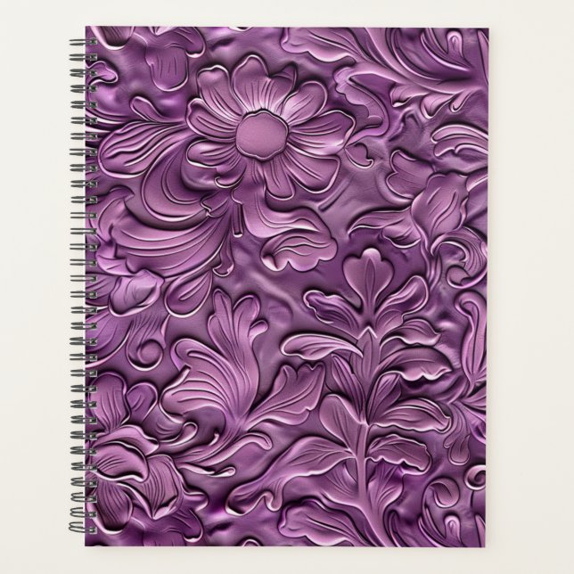 Agenda Couro roxo, de vintage (Frente)