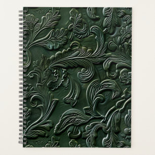 Agenda Couro verde-escura, dourado
