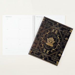 Agenda Couro Vintage Falln e Dourado