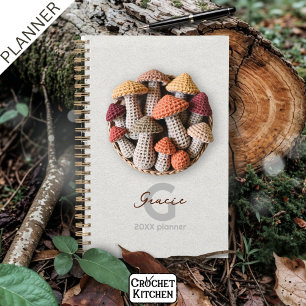 Agenda Cozy Cottagecore Crochet Mushroom Basket Personal