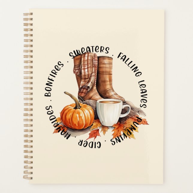 Agenda Cozy Fall Vibes - Boots, Pumpkin Spice, Bonfire (Frente)