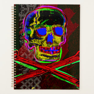 Agenda Crânio Calavera Arte NFT pGeek Vermelho Preto Azul