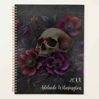 Agenda Crânio Moótico Gótico E Anêmonas Personalizadas