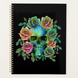 AGENDA CRÂNIO VERDE MORTE COM FLORES