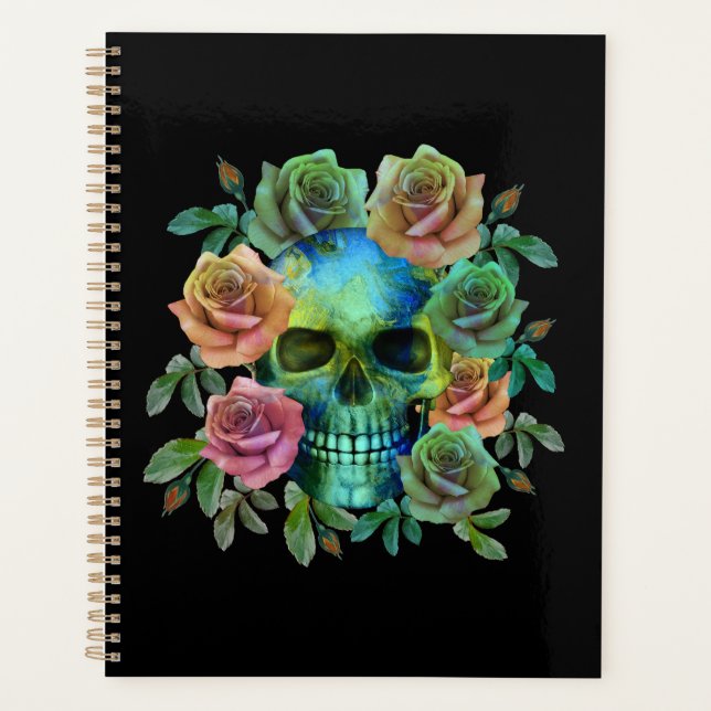 AGENDA CRÂNIO VERDE MORTE COM FLORES (Frente)