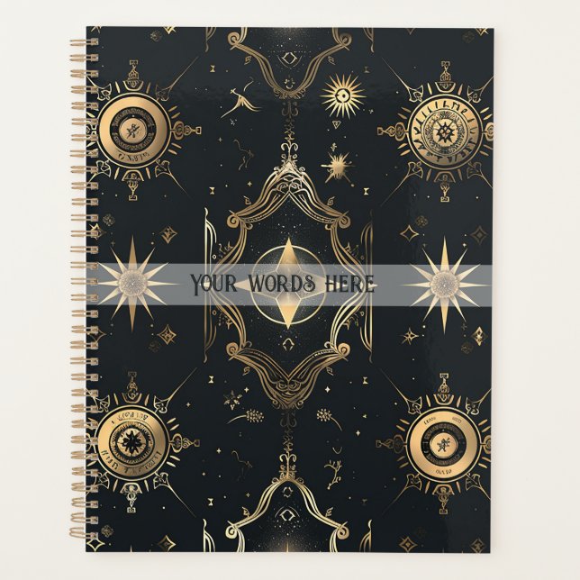 Agenda Create Your Own Elegant Gold Fairy Stars Black (Frente)