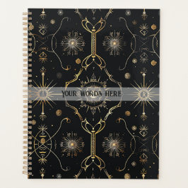 Agenda Create Your Own Elegant Gold Magic Symbols Black
