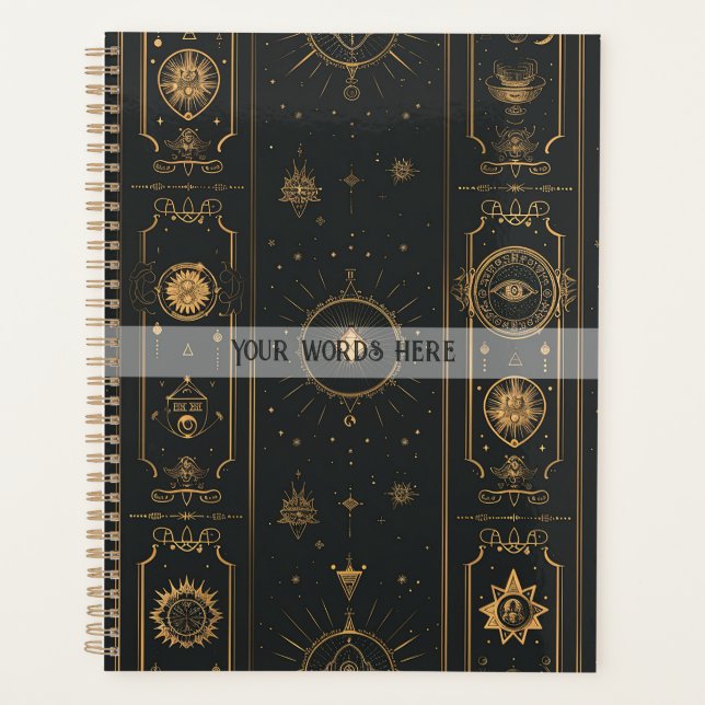 Agenda Create Your Own Elegant Gold Mystical Symbols (Frente)