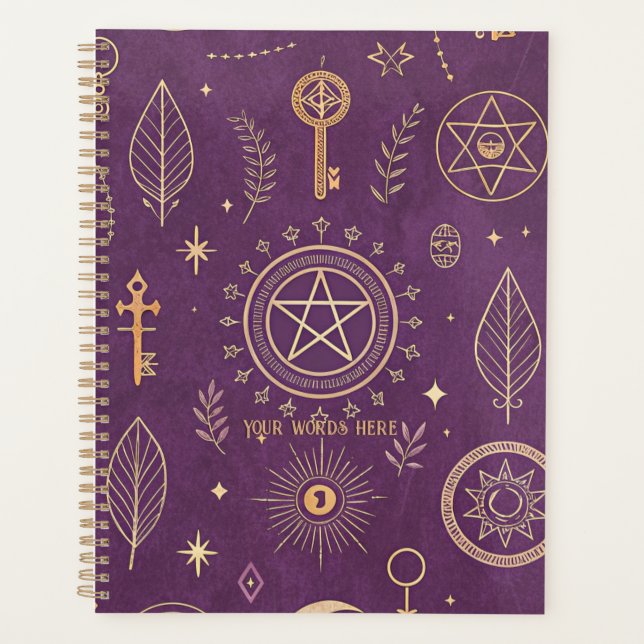 Agenda Create Your Own Gold Floral Magic Symbols Purple (Frente)