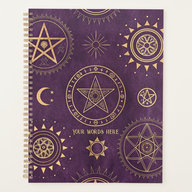 Agenda Create Your Own Gold Pentacles Moon Purple (Frente)
