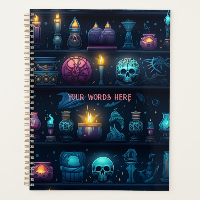Agenda Create Your Own Occult Candles & Skulls Blue (Frente)
